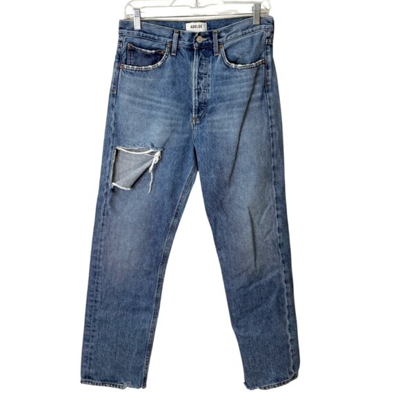 Agolde Denim - Agolde 90s Jeans Womens High-Waisted Distressed Blue Denim Size 26